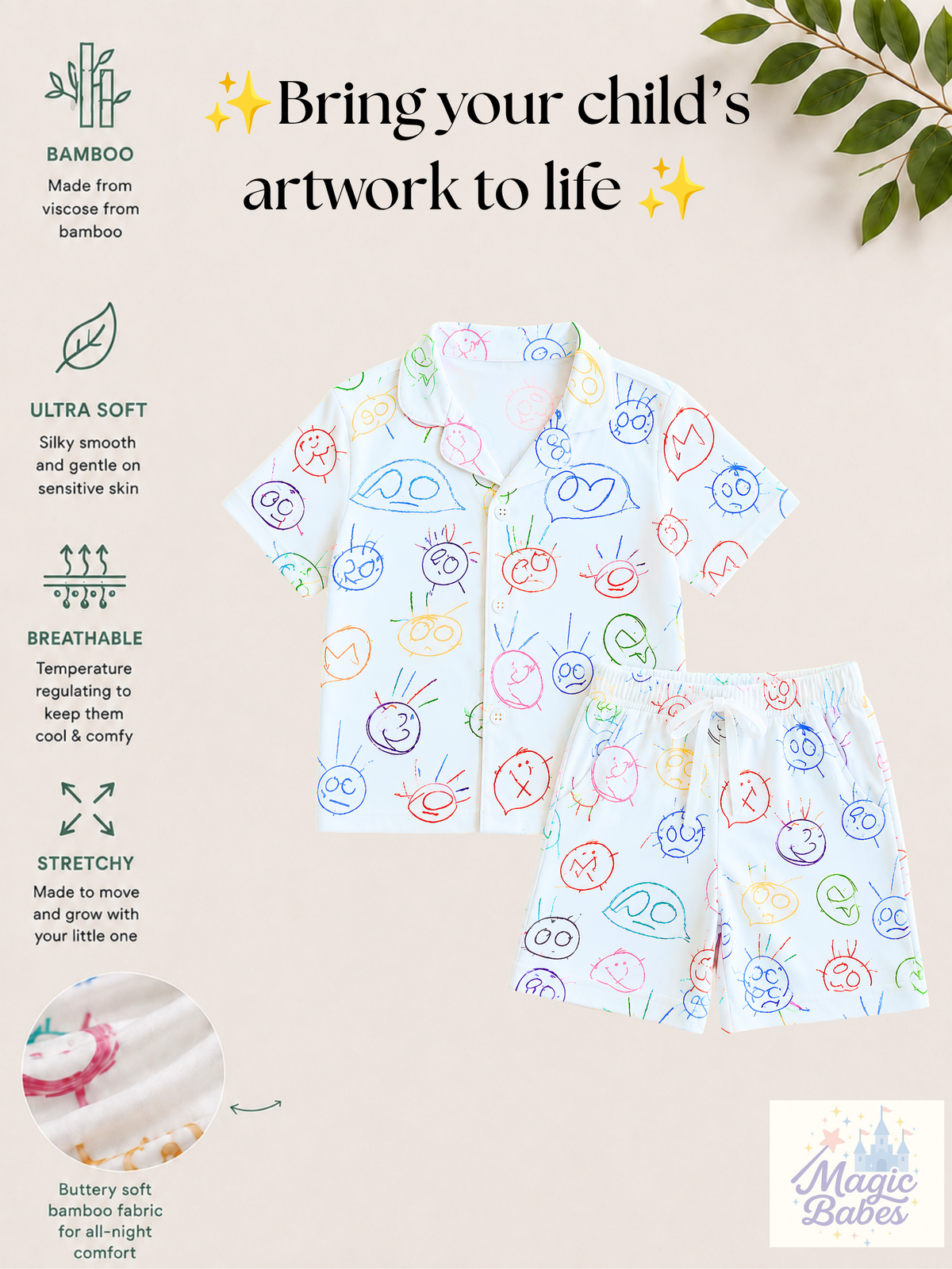 Custom Artwork Bamboo PJs- Adult/Child