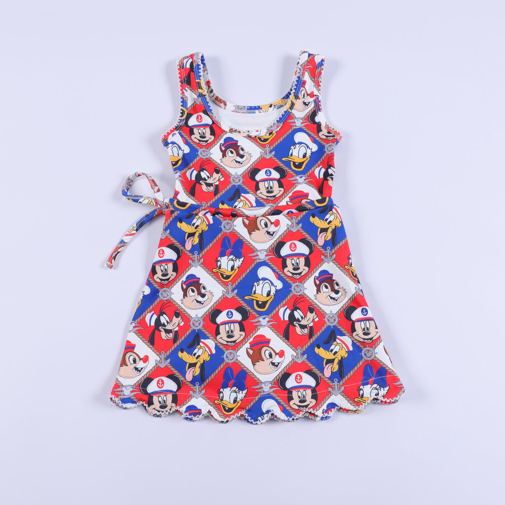 Nautical Friends Dress with Attached Shorts - Adult/Child. Ready to Ship