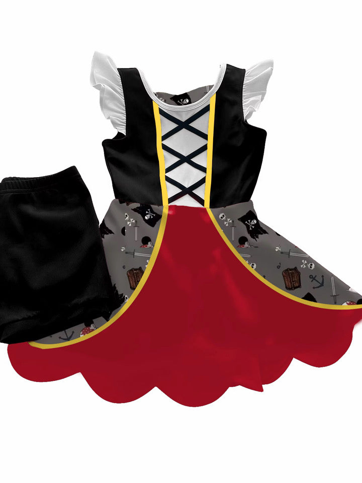 Pirates Dress with Detached Shorts, Adult/Child- RTS