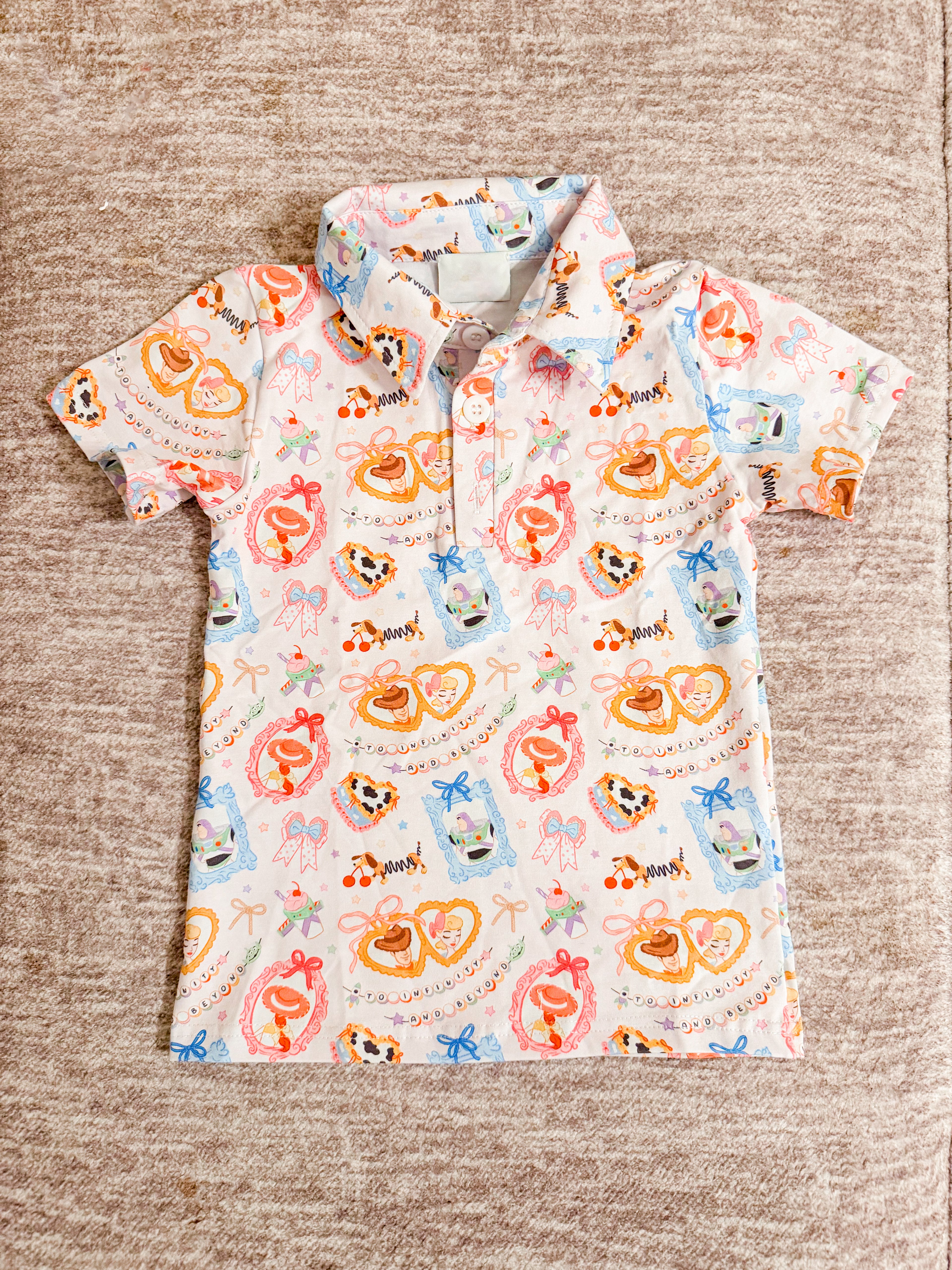 Toys in Blue Polo Shirt- Adult/Child. Ready to Ship.