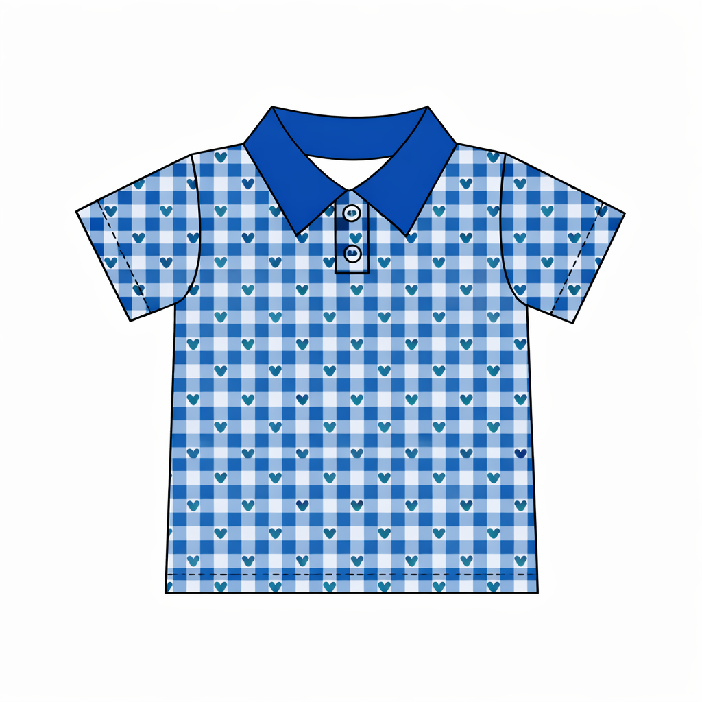 Blue Gingham Polo Shirt- Adult/Child- Ready to Order