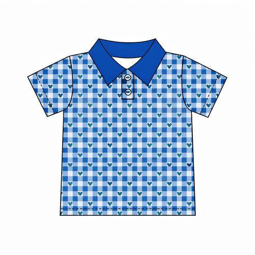 Blue Gingham Polo Shirt- Adult/Child- Ready to Order