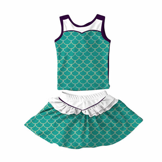 Mermaid Princess Athletic Set with Detached Shorts - Adult/Child. Ready to ship